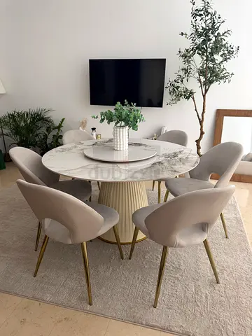 Luxury Marble Round Dining Set + 6 chairs
