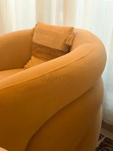Beige Velvet Accent Chair with Curved Armrest
