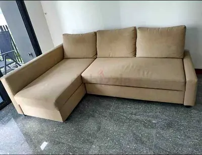 Beige L-shaped 3-seater Sofa with Chaise - Good Condition