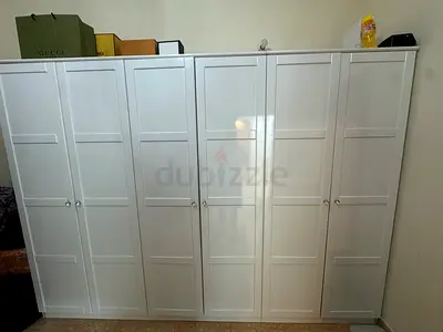 Large white 6-door wardrobe / armoire - good condition