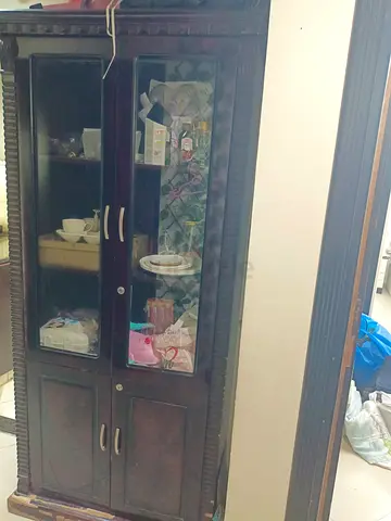 Wooden Display Cabinet with Glass Doors