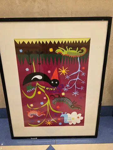 Framed Mid-century Style Abstract Bird Print. AED. 130 Only.