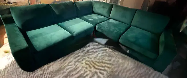 Dark Green corner Velvet Sectional Sofa - 5-Seater very wide 245x245