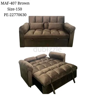 Brown 2-Seater Sofa Bed with Storage - Compact Convertible