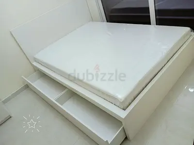 IKEA Malam double bed 140×200cm bed with 2 big storage drawers underneath and with IKEA mattress