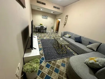 Two bedrooms and a living room / Fully furnished / Al Thuraya Building 1 / Al Rashidiya 3 / Open view / Ajman