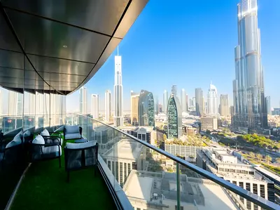 Burj Khalifa View | 2BR Hotel Apartment | Furnished | Balcony & Pool Access