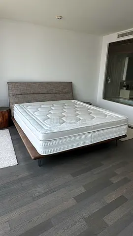Queen size mattress on low platform bed frame - barely used