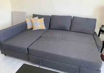 Grey L-shaped Sofa Bed with Storage - Good Condition