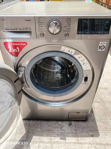 LG 2-in-1 Front Load Washer Dryer 10kg/7kg Silver — Good Working Condition