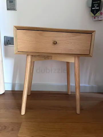 Solid Wood Bedside Table with Single Drawer - Light Oak Finish