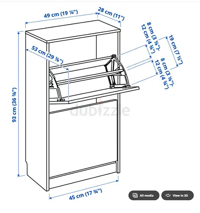 Tilt Shoe Cabinet in Dark Wood — Compact Hallway Storage