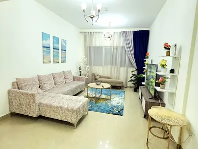غرفتين و  صاله / مفروشه فرش فندقي  / اول التعاون / برج نظيف / الشارقه
