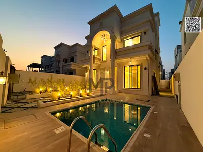 افخم فلل عجمان مع مسبح وحوش تصميم كلاسيك تكيف مركزي 6غرف نوم ماستر