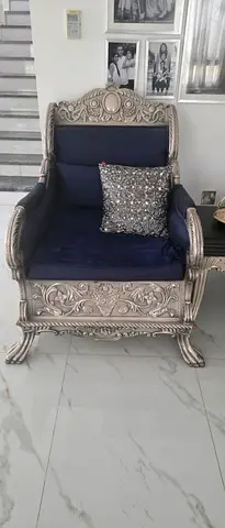 Pure silver covered chairs with side table