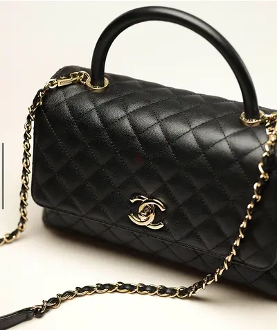 Chanel Classic Quilted Top-Handle Flap Bag - Black Caviar Leather