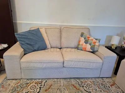 Ikea kivik 5-Seater Beige Fabric Sofa with foot stool