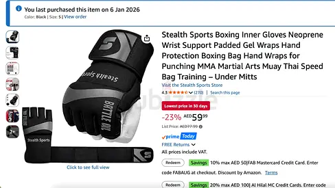 Boxing Inner Gloves Wrist Support Hand Protection - Size S