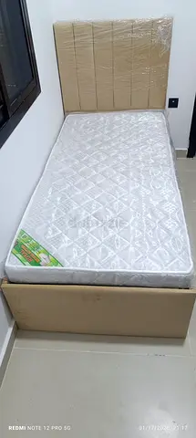Single 90x190 size fabric bed with mattres brand new sale