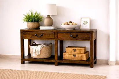 Marina Solid Wood Modern Console With Drawers