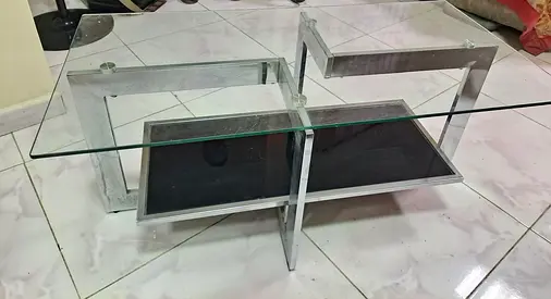 Glass Top Modern Coffee Table with Chrome Frame