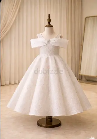 White Lace Flower Girl / Girls Formal Dress, أفراح بناتي أطفال مع ملحقات مجانيه