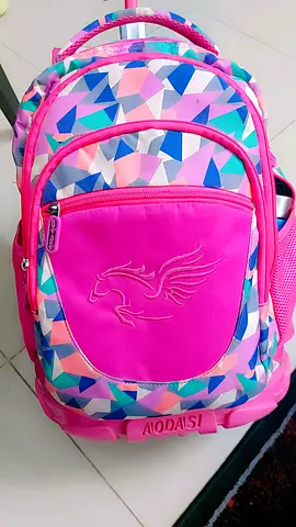 Girls pink geometric school backpack with wheels - lightly used