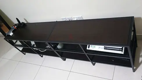 IKEA Black metal TV stand / media console - long low shelf
