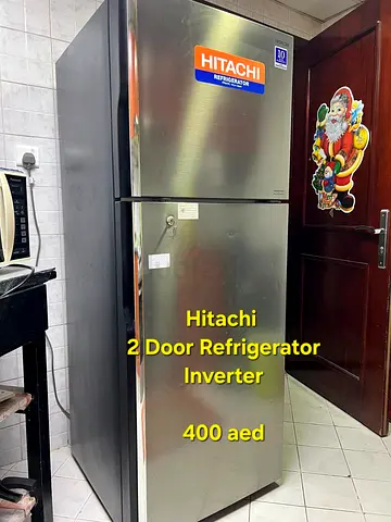 Hitachi 2-Door Inverter Refrigerator - Silver, Good Working Condition