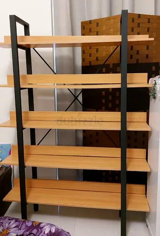 Wood and Metal 5-Tier Open Shelf Unit - Good Condition