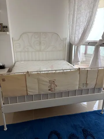 Metal bed with mattress
