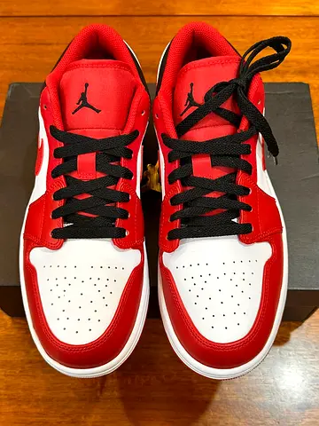 Authentic Air Jordan Low Shoes - Red & White, Size US 10