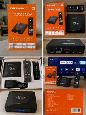 Emodern Z1 Max 8K Android TV Box with Remote - installation Available