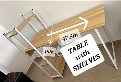 Writing table with shelf
