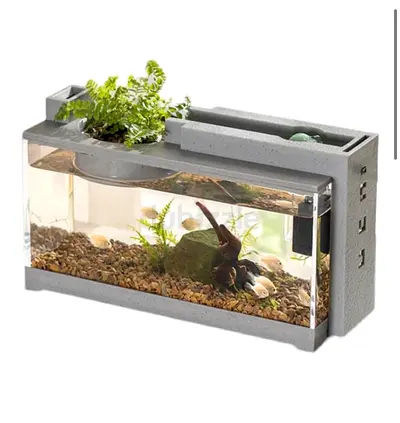 Compact Desk Aquarium with Built-in Planter and USB Port internal filter and led light