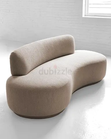 Curved Modern Beige 2-Seater Sofa - Bouclé Style