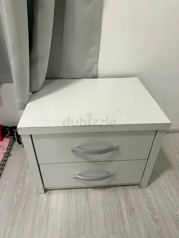 IKEA White bedside nightstand with two drawers - fair condition