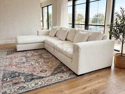 In great condition Marina home Feather filled lshape sofa beige