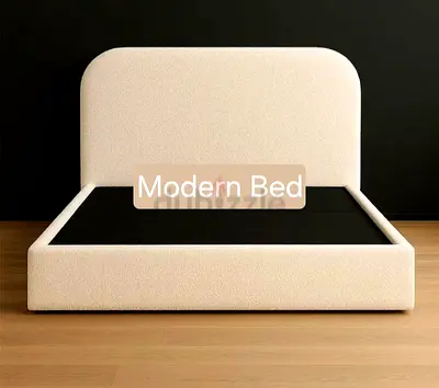 Modern Upholstered Double Bed Frame - Cream