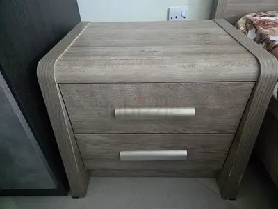 Light Grey Wooden 2-Drawer Bedside Table / Nightstand. Discounted prices available.