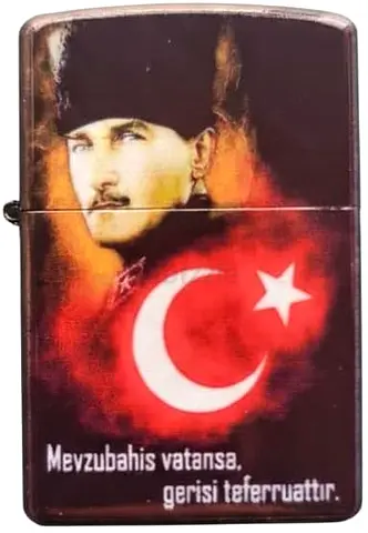 Vintage-style Turkish Flag & Atatürk Zippo-style Lighter 99