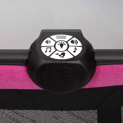 Babytrend Portable Playpen/Travel Cot with Music and Night Light - Pink/Black