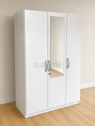 Modern 3 Door Wardrobe with Mirror White