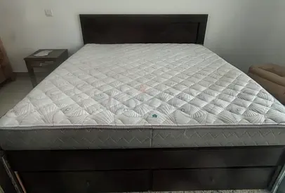 Queen wooden bed frame with mattress - excellent condition