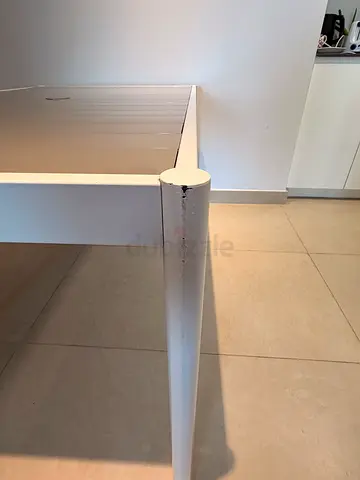 IKEA rectangular dining/office table, white frame with light wood top