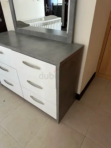 Compact 6-Drawer Chest in Grey & White — Good Condition