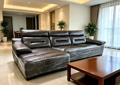 Dark Brown Leather L-shaped Sofa with Chaise - Excellent Condition