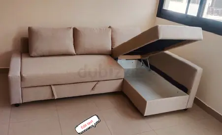 IKEA L Shape Sofa cum bed with big storage and you can fix the storage left or right anyside you wan