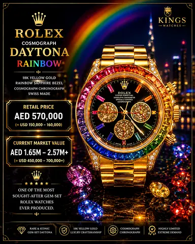 Gold Rolex Daytona with Rainbow Gemstone Bezel - Mens Chronograph Watch