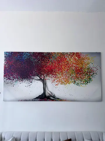 Large Abstract Colorful Tree Canvas Painting - Modern Wall Art